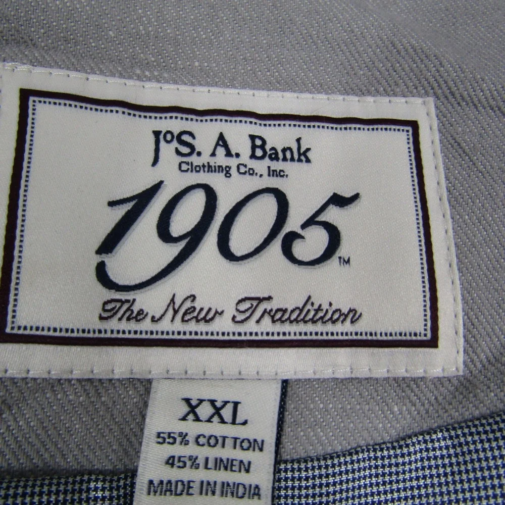 Jos. A. Bank 1905 Vest Men XXL Gray Cotton Linen Blend Waistcoat Button Front